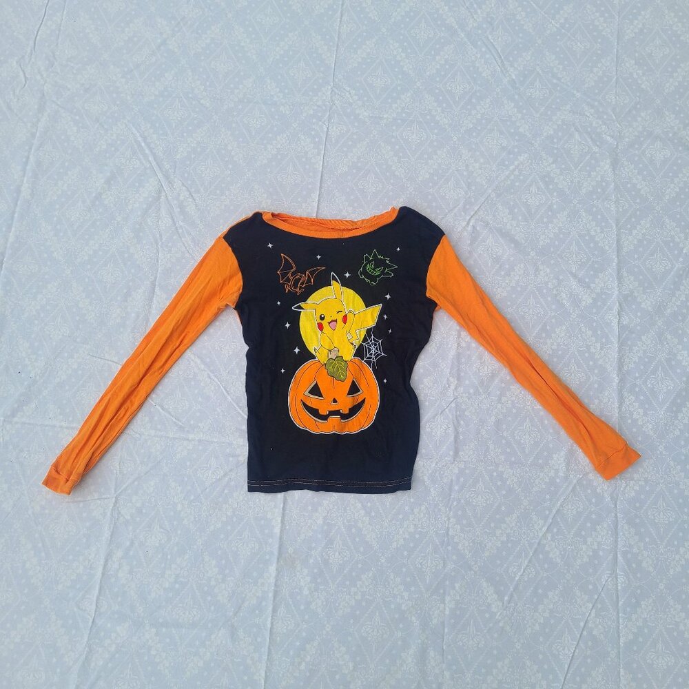 Pokemon Pikachu Gengar Halloween Kids Long Sleeve Shirt - Size 12